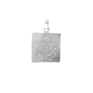 Pure Silver Square Ganesh Pendant