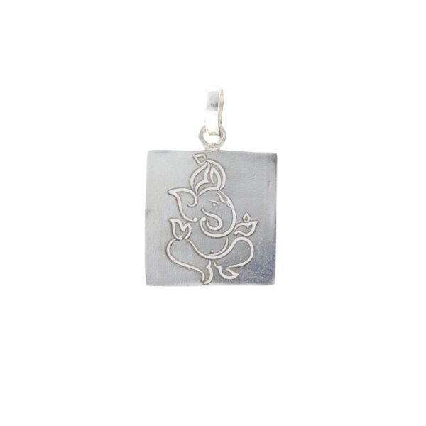Pure Silver Square Ganesh Pendant